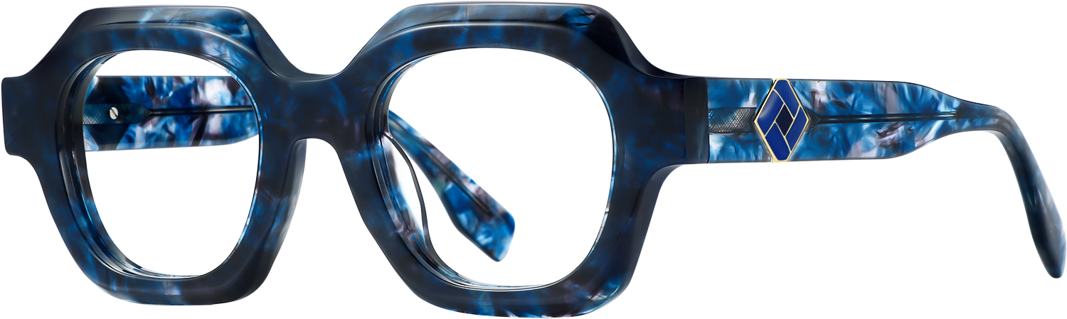 Side view of Fytoo Geometric Tortoiseshell Acetate Full Rim Eyeglasses