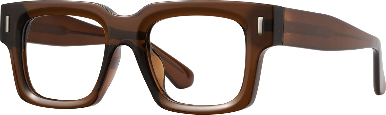 Side view of Fytoo Square Brown Acetate Full Rim Eyeglasses