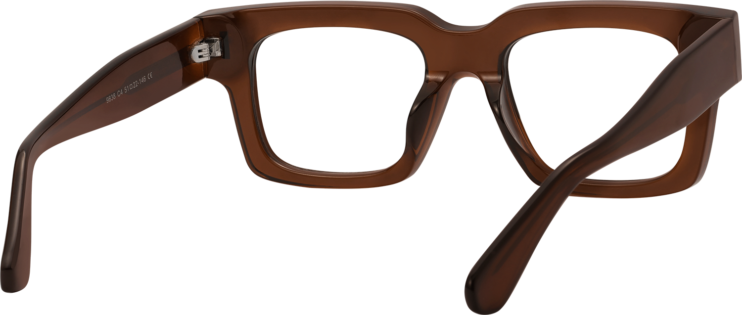Side view of Fytoo Square Brown Acetate Full Rim Eyeglasses