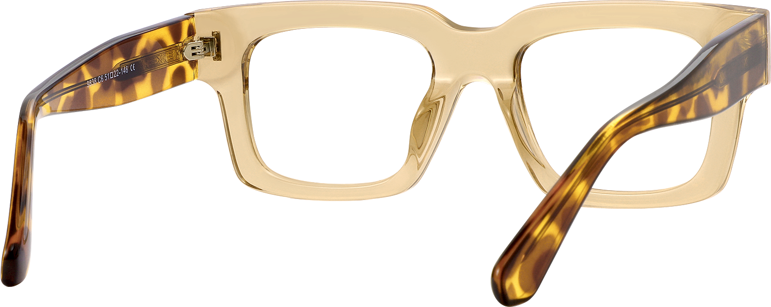 Side view of Fytoo Square Light Coffee Acetate Full Rim Eyeglasses