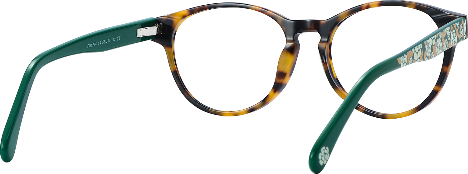 Side view of Fytoo Round Tortoiseshell Acetate Full Rim Eyeglasses