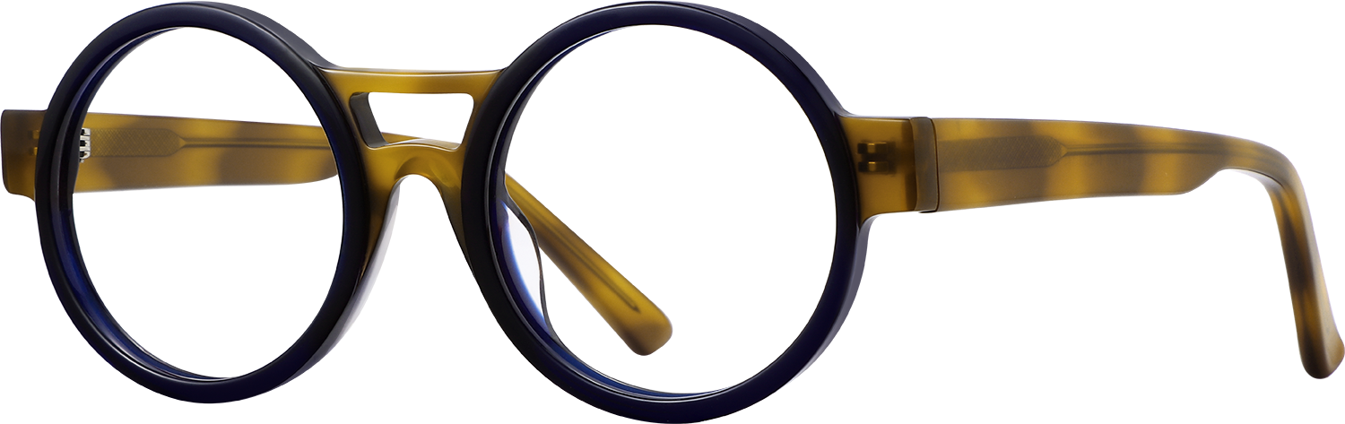 Side view of Fytoo Round Dark Blue Acetate Full Rim Eyeglasses