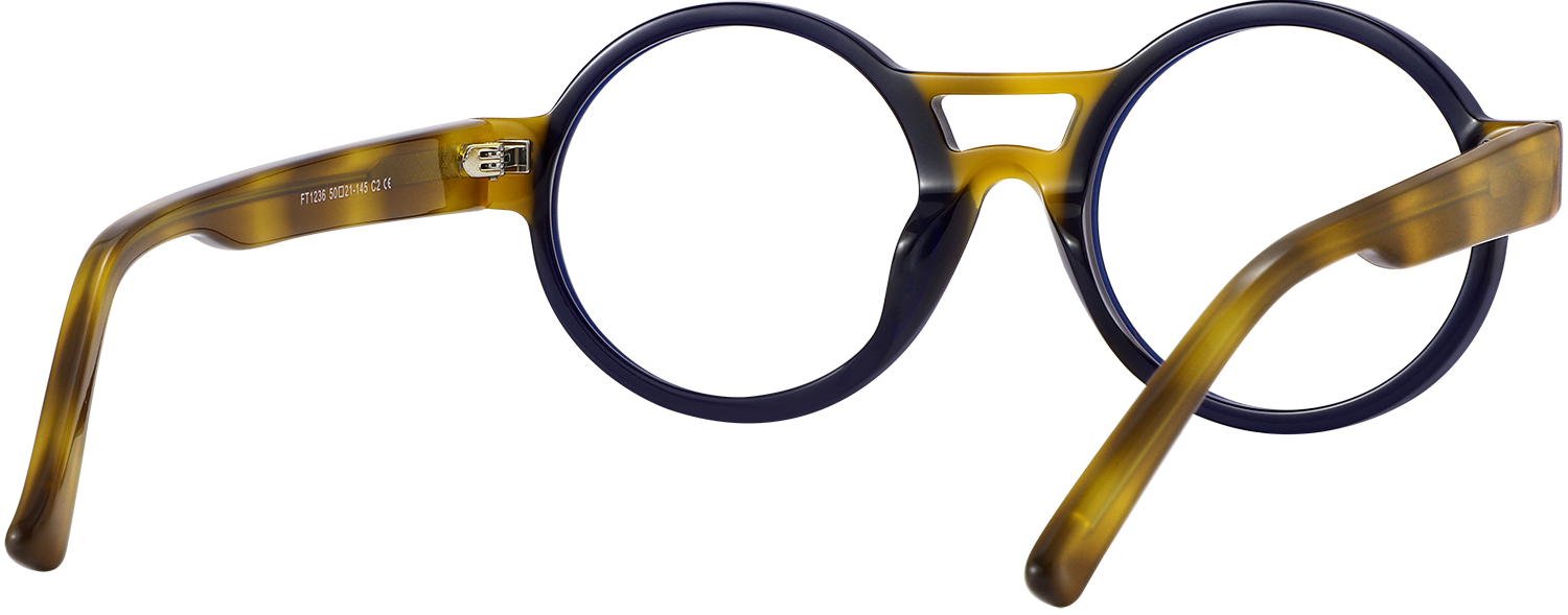 Side view of Fytoo Round Dark Blue Acetate Full Rim Eyeglasses