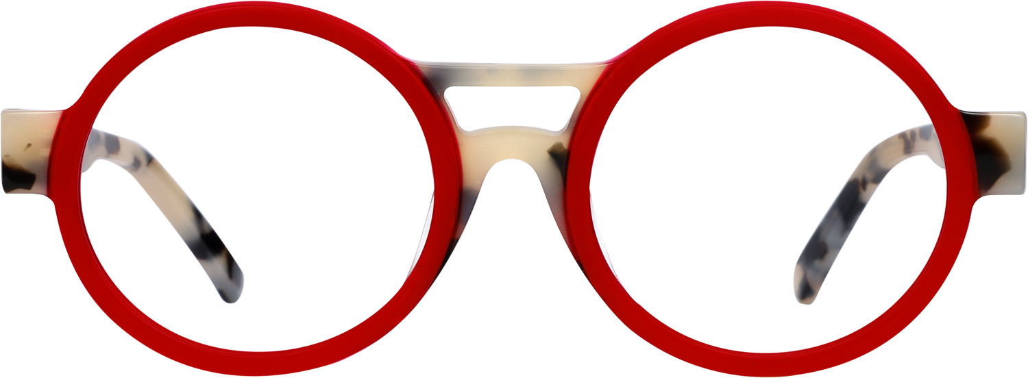 Fytoo Round Red Acetate Full Rim Eyeglasses-image-FT841669-03