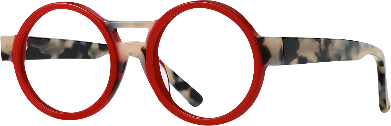 Side view of Fytoo Round Red Acetate Full Rim Eyeglasses