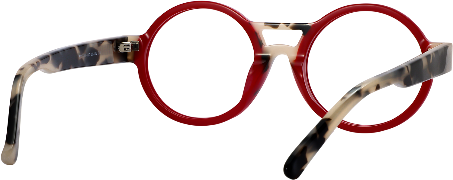 Side view of Fytoo Round Red Acetate Full Rim Eyeglasses