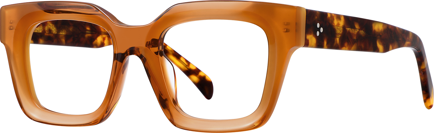 Side view of Fytoo Square Orange Acetate Full Rim Eyeglasses