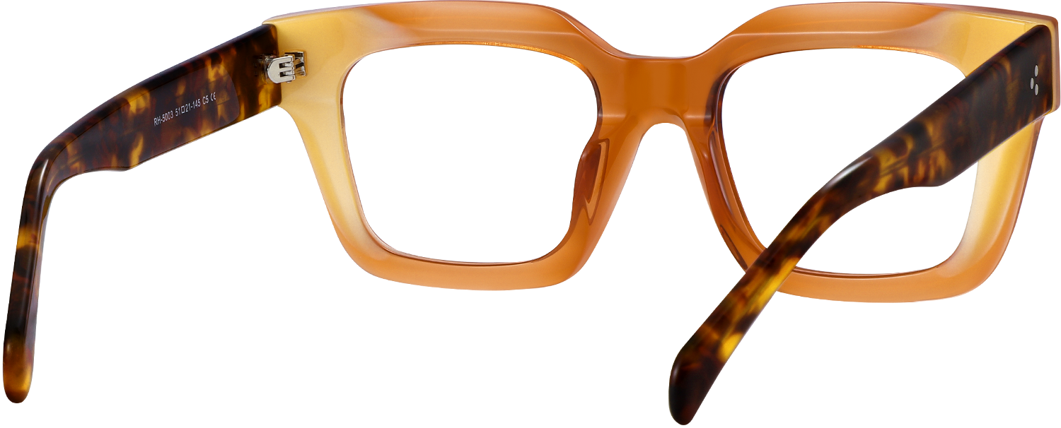 Side view of Fytoo Square Orange Acetate Full Rim Eyeglasses