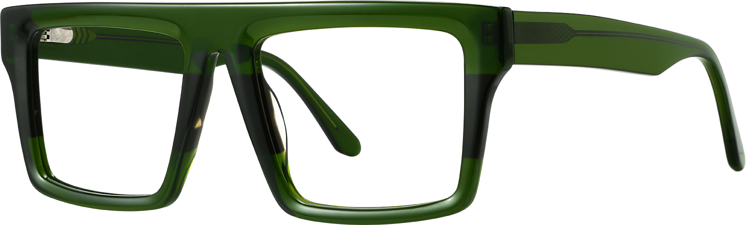 Side view of Fytoo Rectangle Green Acetate Full Rim Eyeglasses