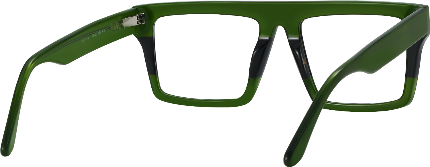 Side view of Fytoo Rectangle Green Acetate Full Rim Eyeglasses