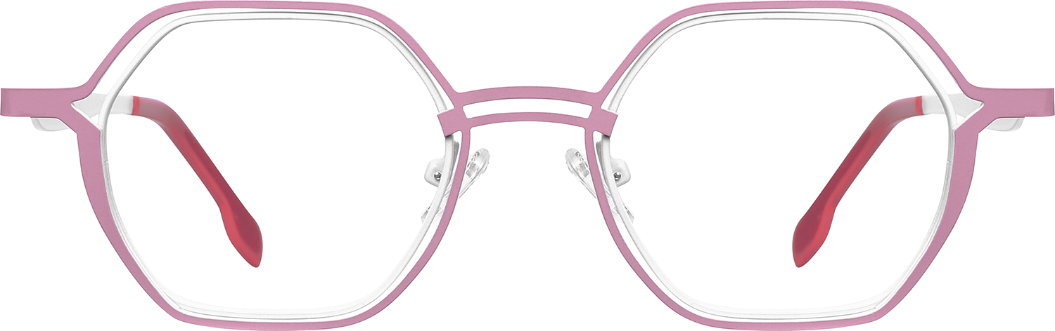 Fytoo Geometric Pink Metal Full Rim Eyeglasses-image-FT850249-02
