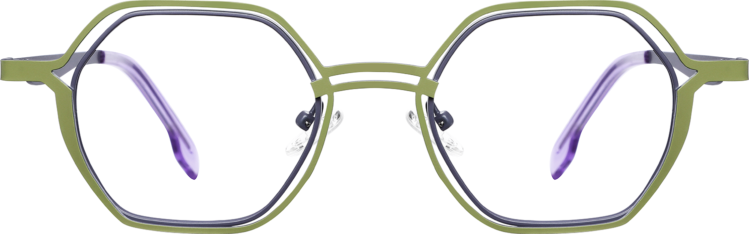 Fytoo Geometric Green Metal Full Rim Eyeglasses-image-FT850249-03