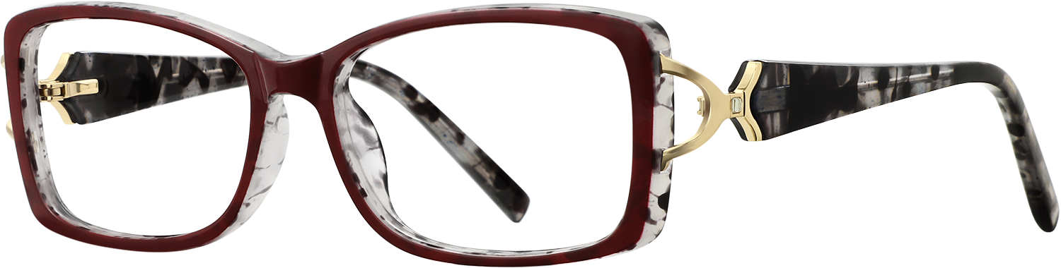 Side view of Fytoo Rectangle Red TR90 Full Rim Eyeglasses