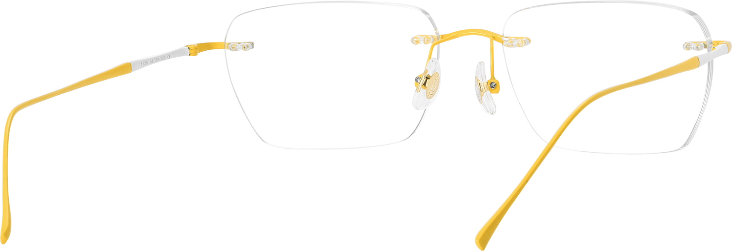 Side view of Fytoo Geometric Yellow Metal Rimless Eyeglasses