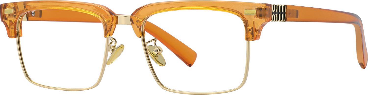 Side view of Fytoo Browline Orange TR90 Metal Full Rim Eyeglasses