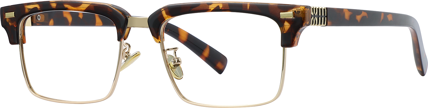 Side view of Fytoo Browline Tortoiseshell TR90 Metal Full Rim Eyeglasses