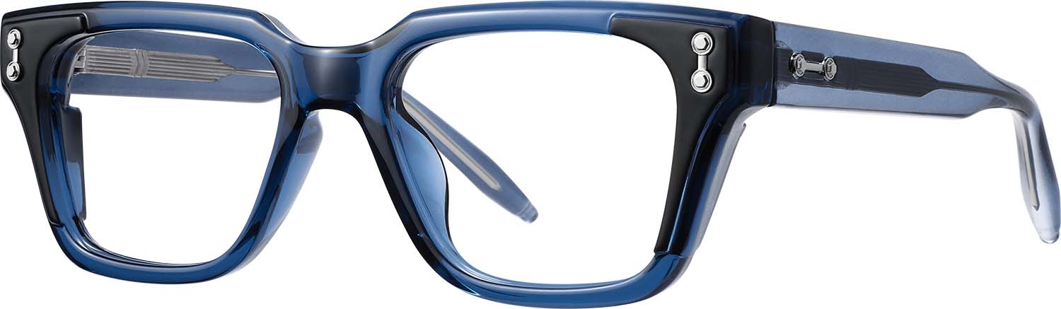 Side view of Fytoo Rectangle Blue Acetate Full Rim Eyeglasses