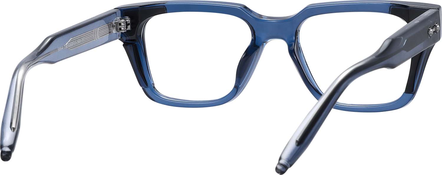 Side view of Fytoo Rectangle Blue Acetate Full Rim Eyeglasses