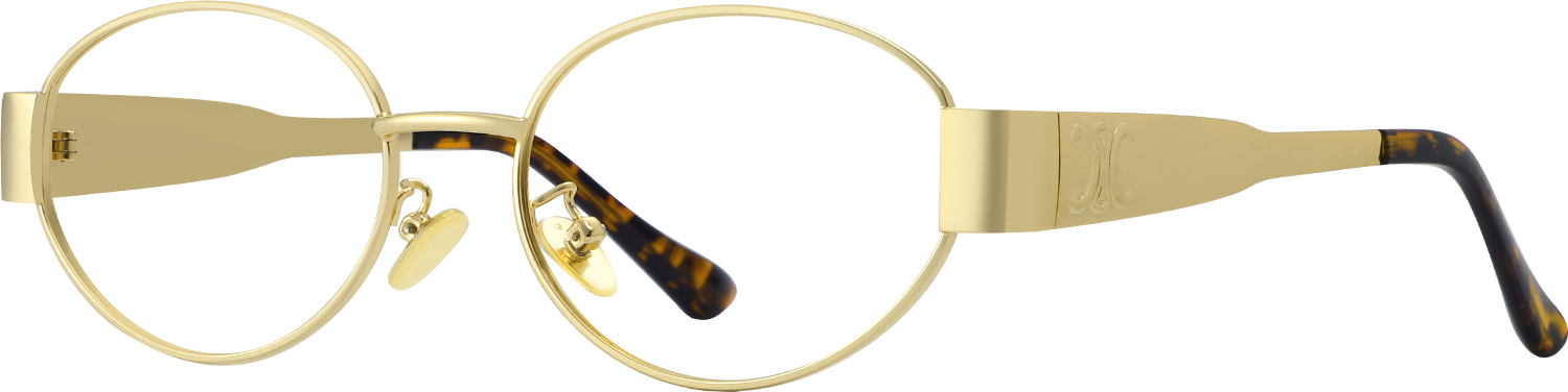 Side view of Fytoo Oval Golden Metal Full Rim Eyeglasses