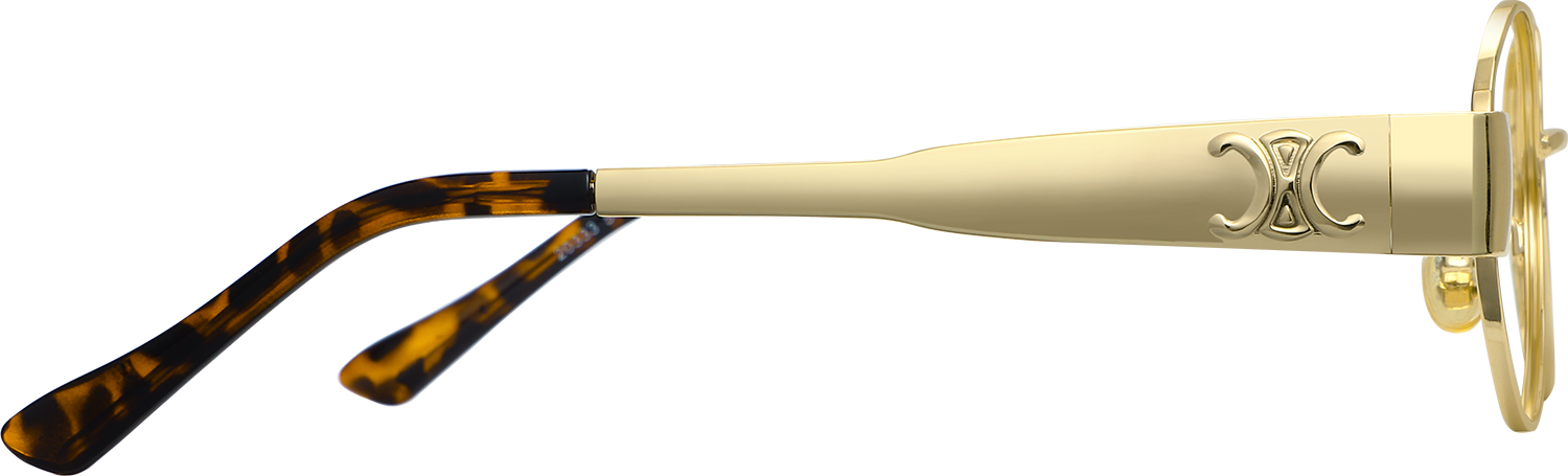 Side view of Fytoo Oval Golden Metal Full Rim Eyeglasses