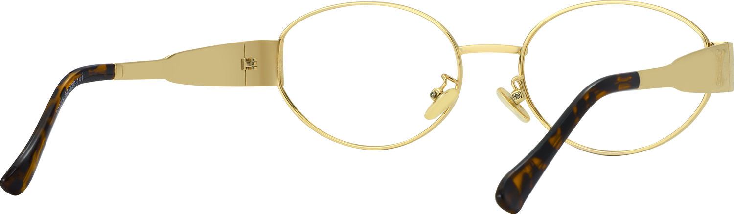 Side view of Fytoo Oval Golden Metal Full Rim Eyeglasses