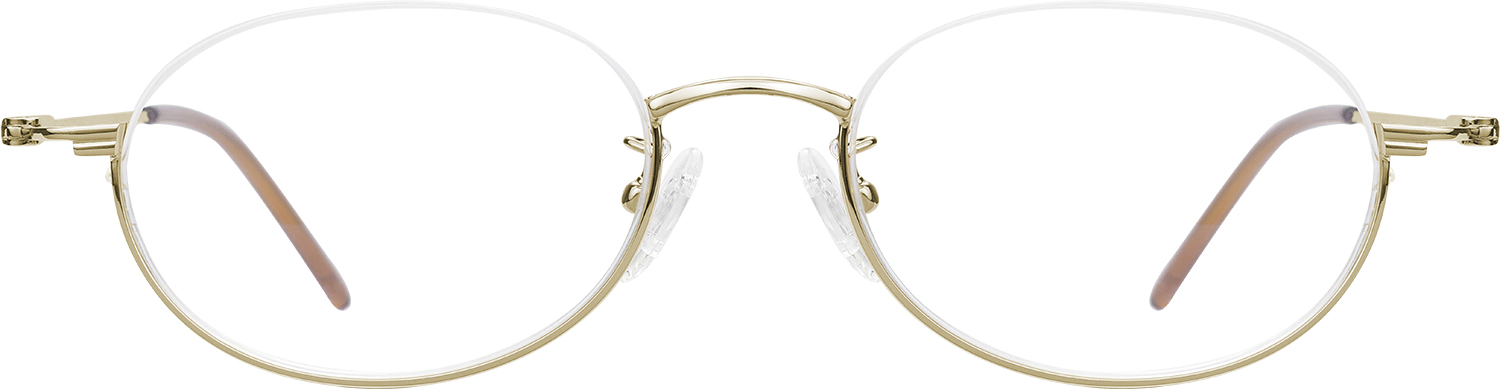 Fytoo Oval Golden Metal Semi Rimless Eyeglasses-image-FT868410-01