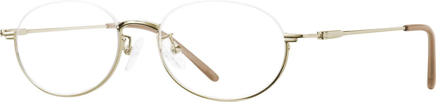 Side view of Fytoo Oval Golden Metal Semi Rimless Eyeglasses