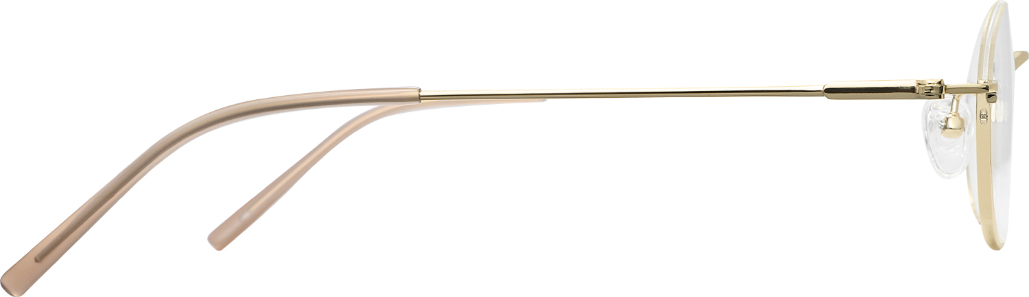 Side view of Fytoo Oval Golden Metal Semi Rimless Eyeglasses