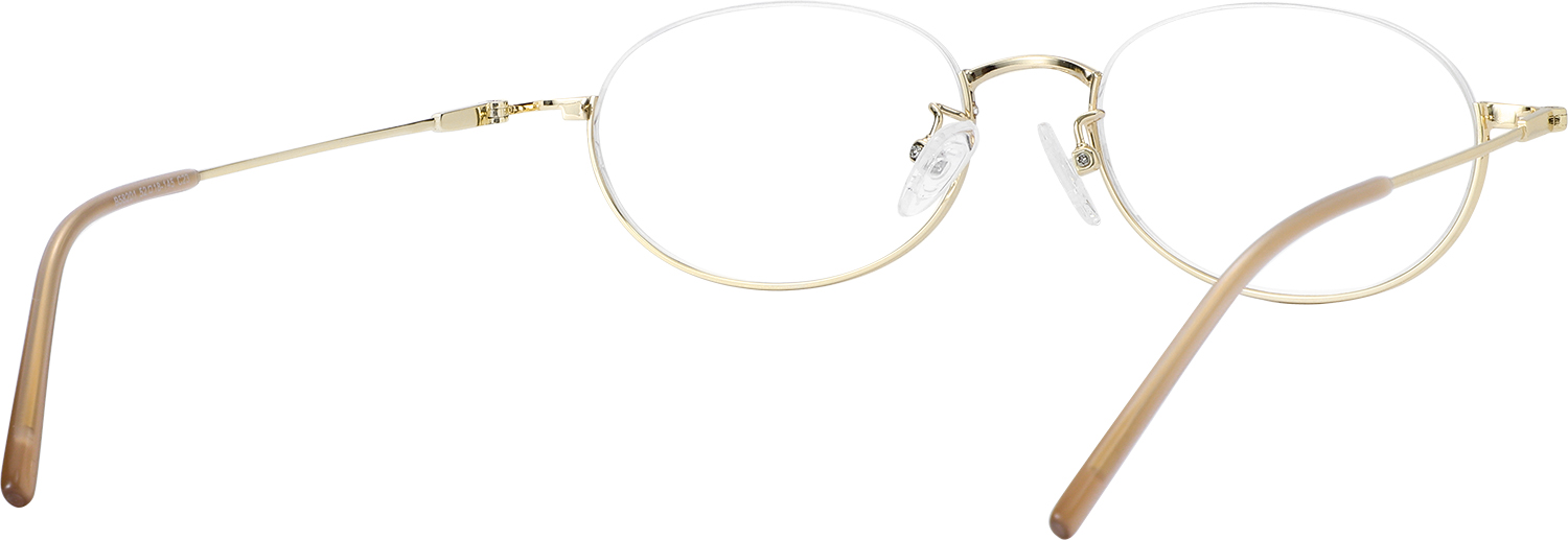 Side view of Fytoo Oval Golden Metal Semi Rimless Eyeglasses