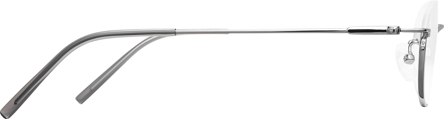 Side view of Fytoo Oval Silver Metal Semi Rimless Eyeglasses