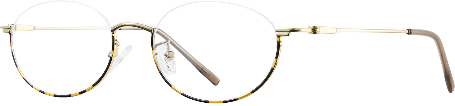 Side view of Fytoo Oval Tortoiseshell Metal Semi Rimless Eyeglasses