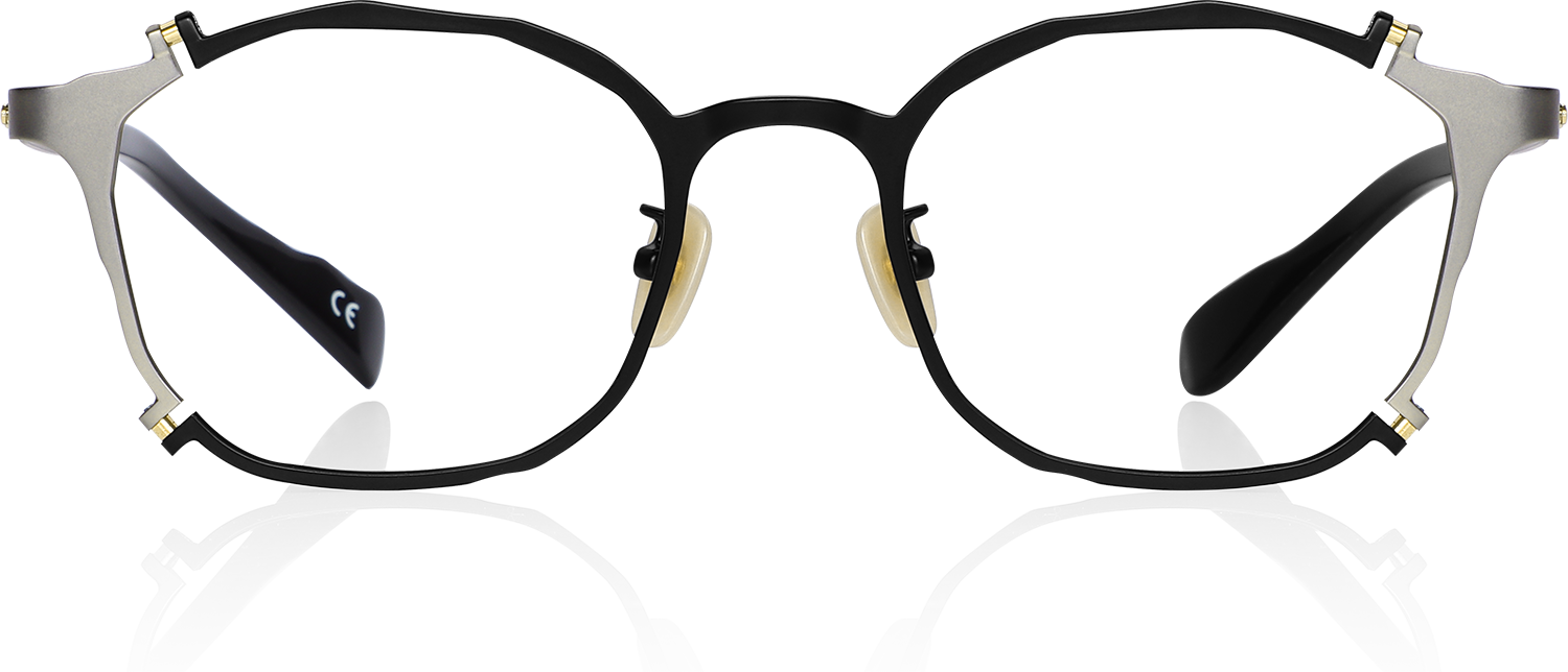 Fytoo Geometric Black Titanium Full Rim Eyeglasses-image-FT868990-01