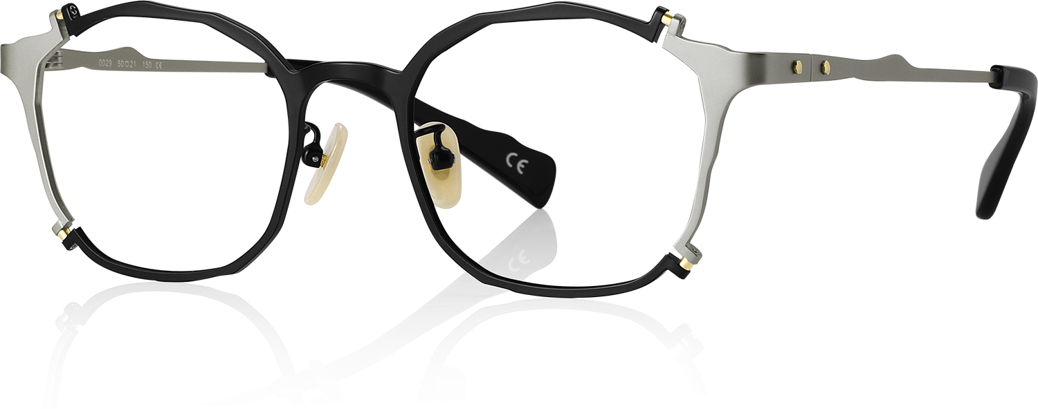 Side view of Fytoo Geometric Black Titanium Full Rim Eyeglasses