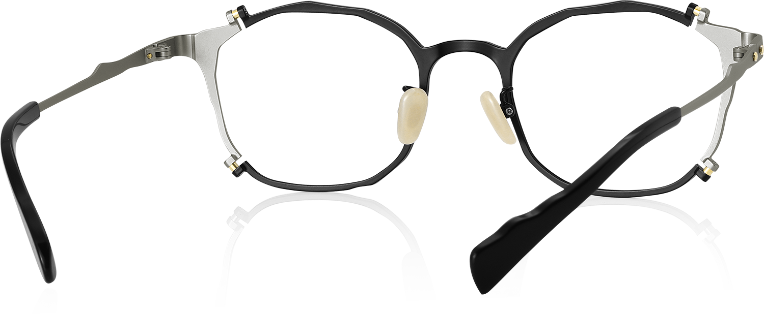 Side view of Fytoo Geometric Black Titanium Full Rim Eyeglasses
