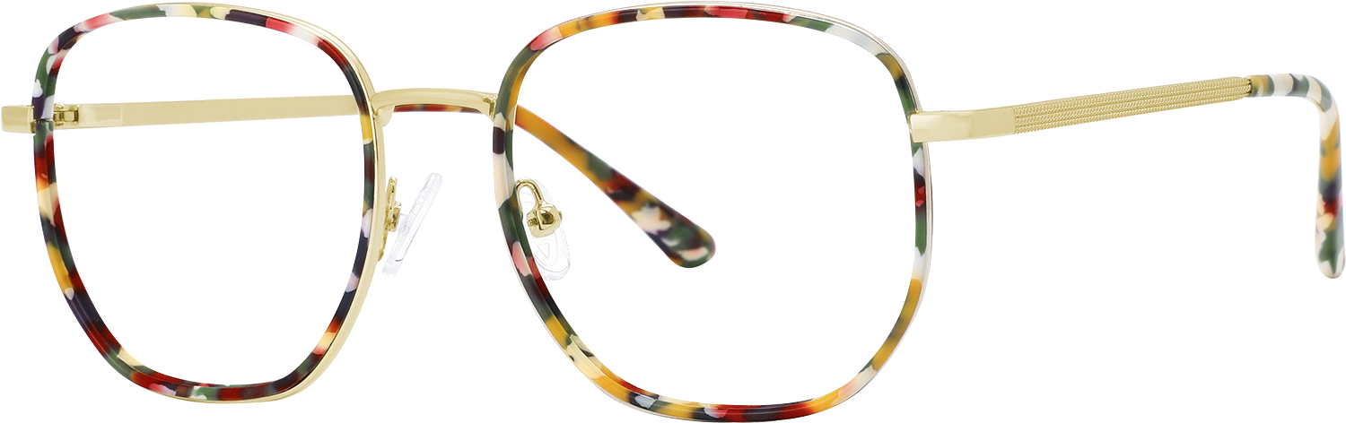 Side view of Fytoo Square Floral Acetate Metal Full Rim Eyeglasses