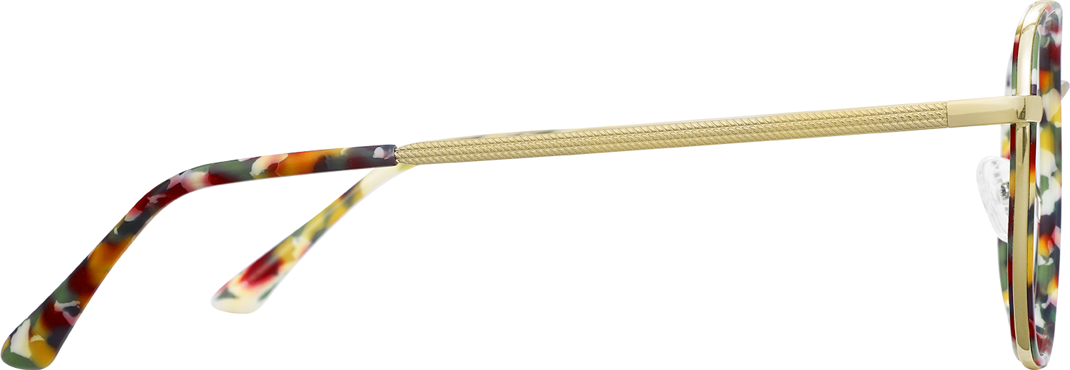 Side view of Fytoo Square Floral Acetate Metal Full Rim Eyeglasses