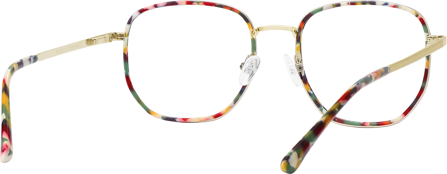 Side view of Fytoo Square Floral Acetate Metal Full Rim Eyeglasses