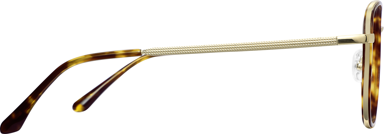 Side view of Fytoo Square Tortoiseshell Acetate Metal Full Rim Eyeglasses