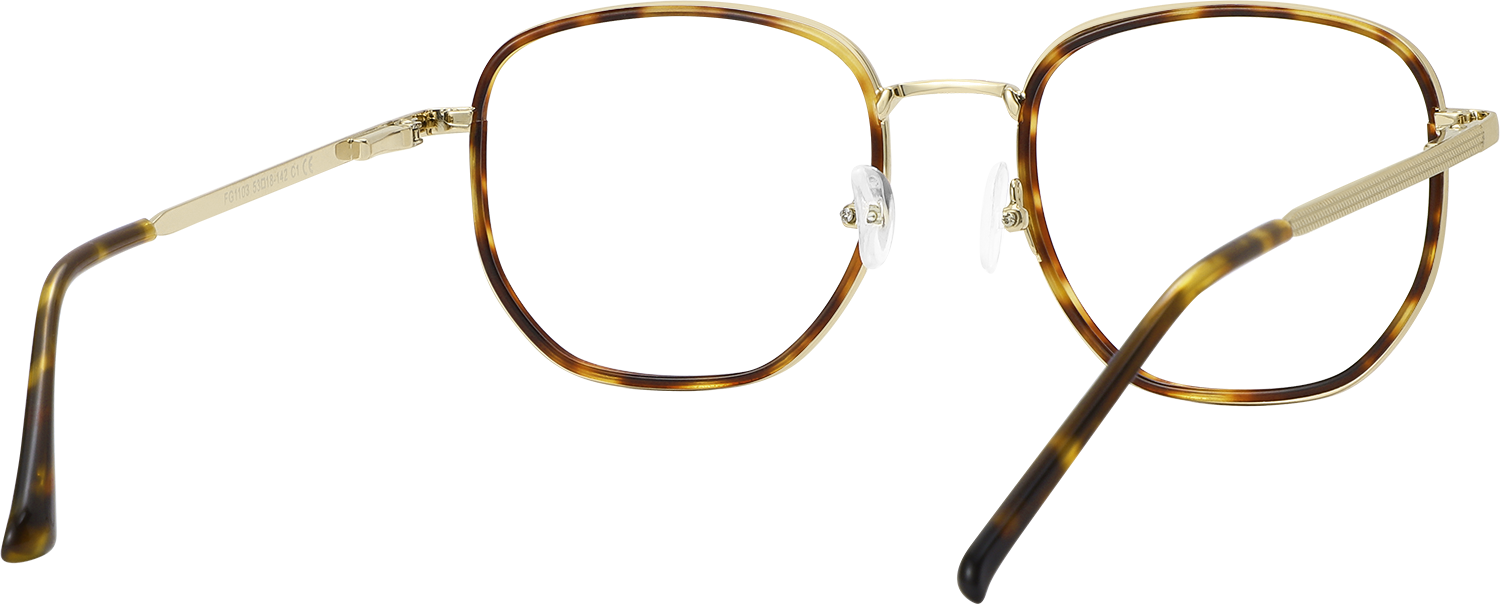 Side view of Fytoo Square Tortoiseshell Acetate Metal Full Rim Eyeglasses
