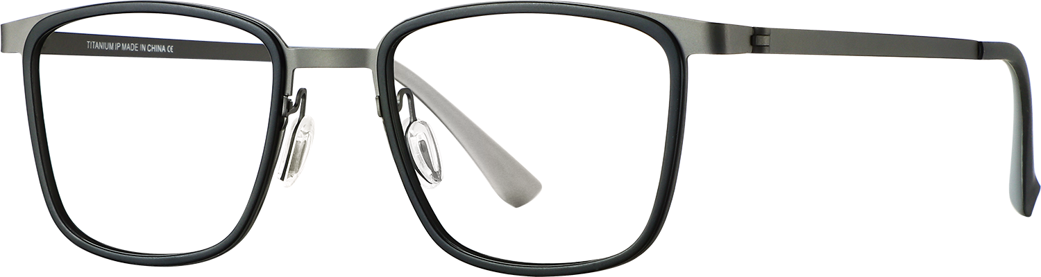 Side view of Fytoo Square Black Titanium Full Rim Eyeglasses
