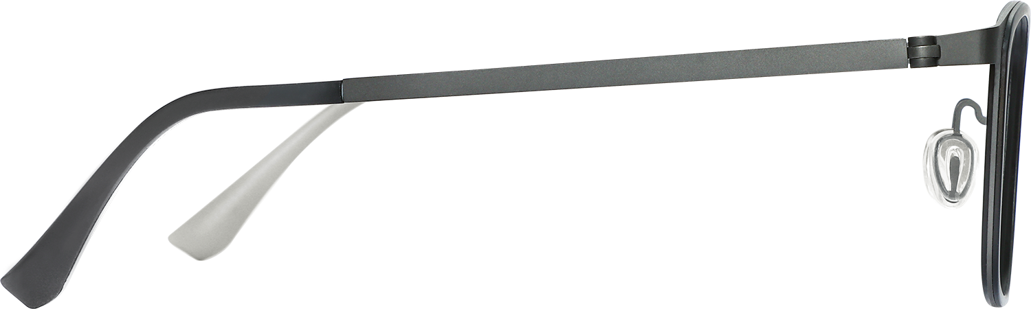 Side view of Fytoo Square Black Titanium Full Rim Eyeglasses