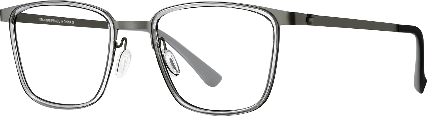 Side view of Fytoo Square Grey Titanium Full Rim Eyeglasses