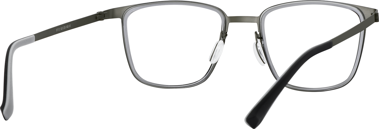 Side view of Fytoo Square Grey Titanium Full Rim Eyeglasses