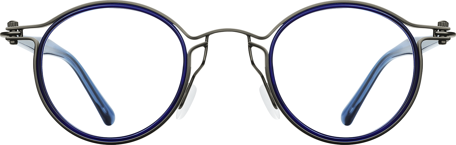 Side view of Fytoo Round Blue Acetate Metal Full Rim Eyeglasses