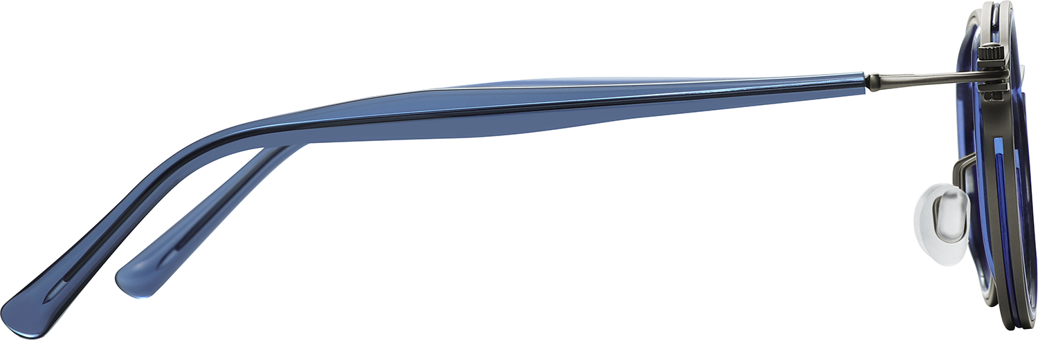 Side view of Fytoo Round Blue Acetate Metal Full Rim Eyeglasses