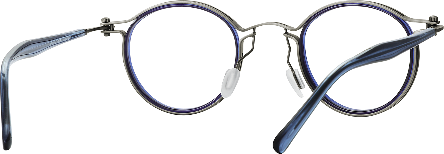 Side view of Fytoo Round Blue Acetate Metal Full Rim Eyeglasses