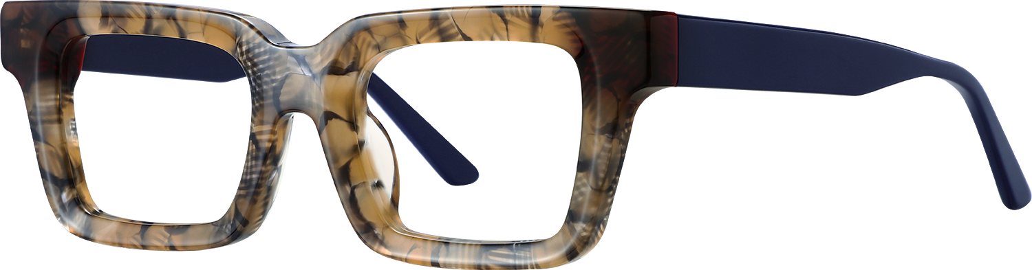 Side view of Fytoo Rectangle Floral Acetate Full Rim Eyeglasses