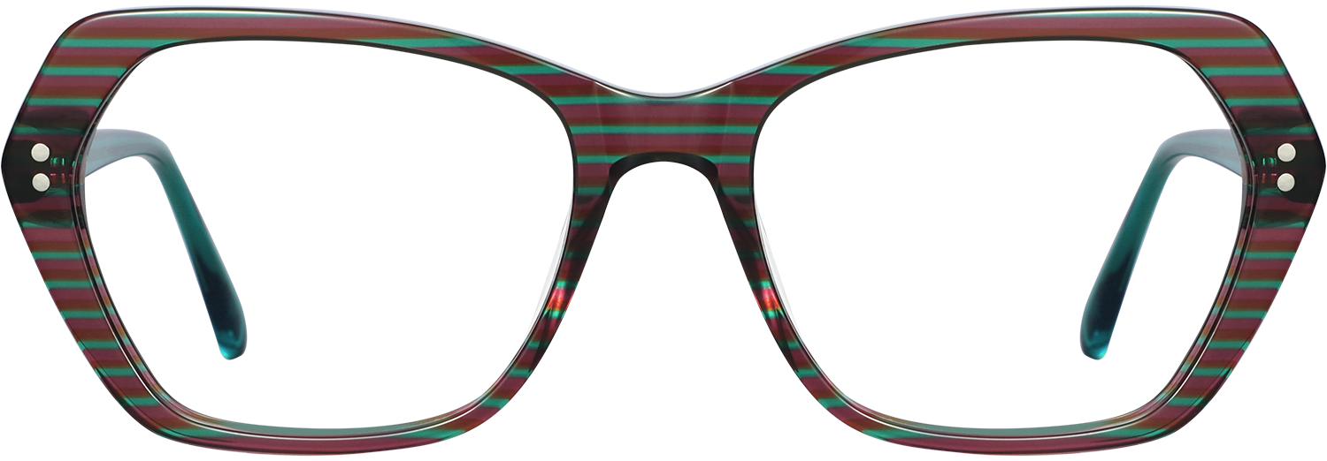 Geometric Brown Acetate Full Rim Eyeglasses