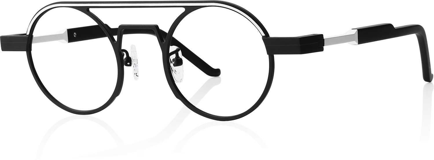 Side view of Fytoo Aviator Black Titanium Full Rim Eyeglasses