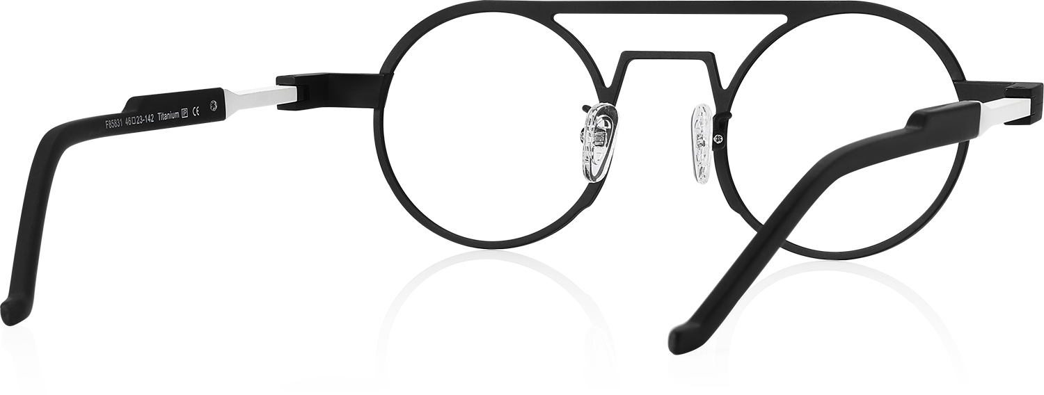 Side view of Fytoo Aviator Black Titanium Full Rim Eyeglasses